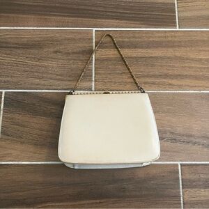 Vintage 1960’s Battlestein’s Shoe Salon Made By Nicholas Reich Cream Leather Bag